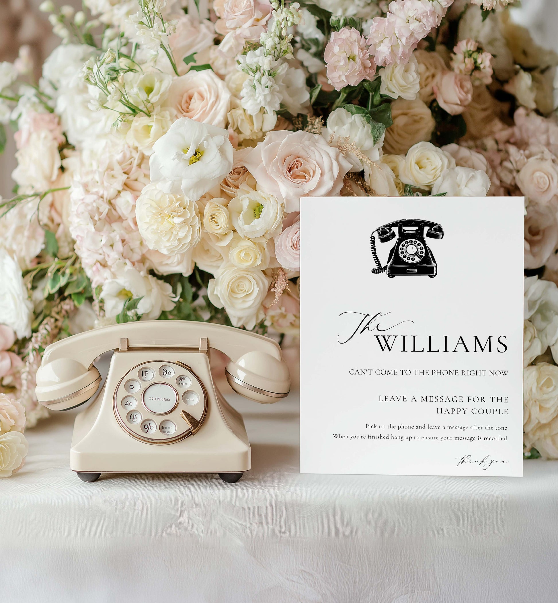 Printable Telephone Guestbook Sign, Voicemail Audio Guestbook Sign, Minimalist Wedding Phone Message Guest Book Sign, Ellesmere
