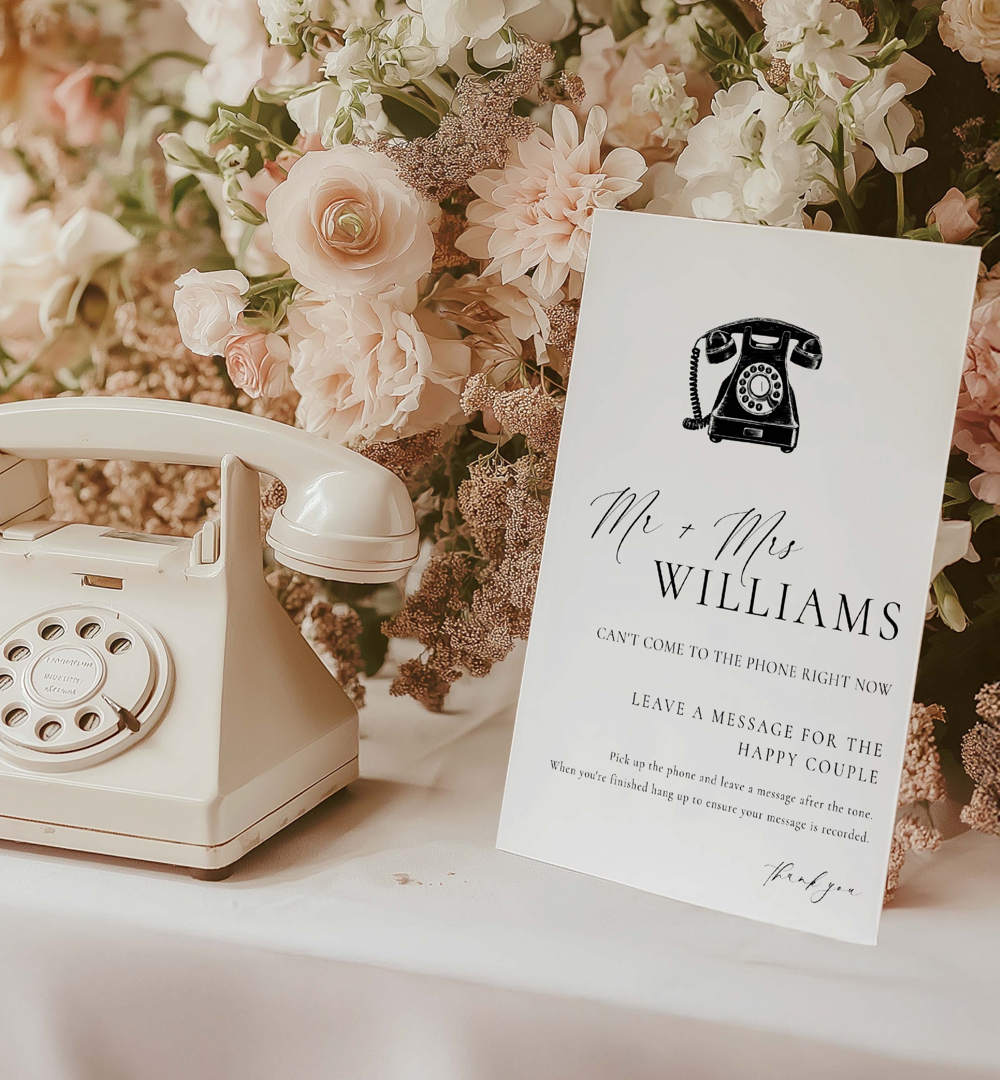 Printable Voicemail Audio Guestbook Sign, Minimalist Wedding Guestbook Sign, Audio Booth Sign, Phone Message Guest Book Sign, Ellesmere