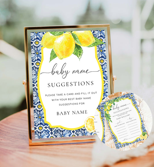 Positano Lemons | Printable Baby Name Suggestion Game Template