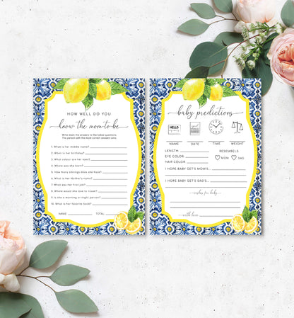 Positano Lemons | Printable Baby Shower Games Bundle Template