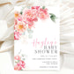 Printable Baby Shower Invitation Template, Editable Hot Pink Peony Baby Shower, Bohemian Boho Floral Baby Shower, Boho Flower, Piper
