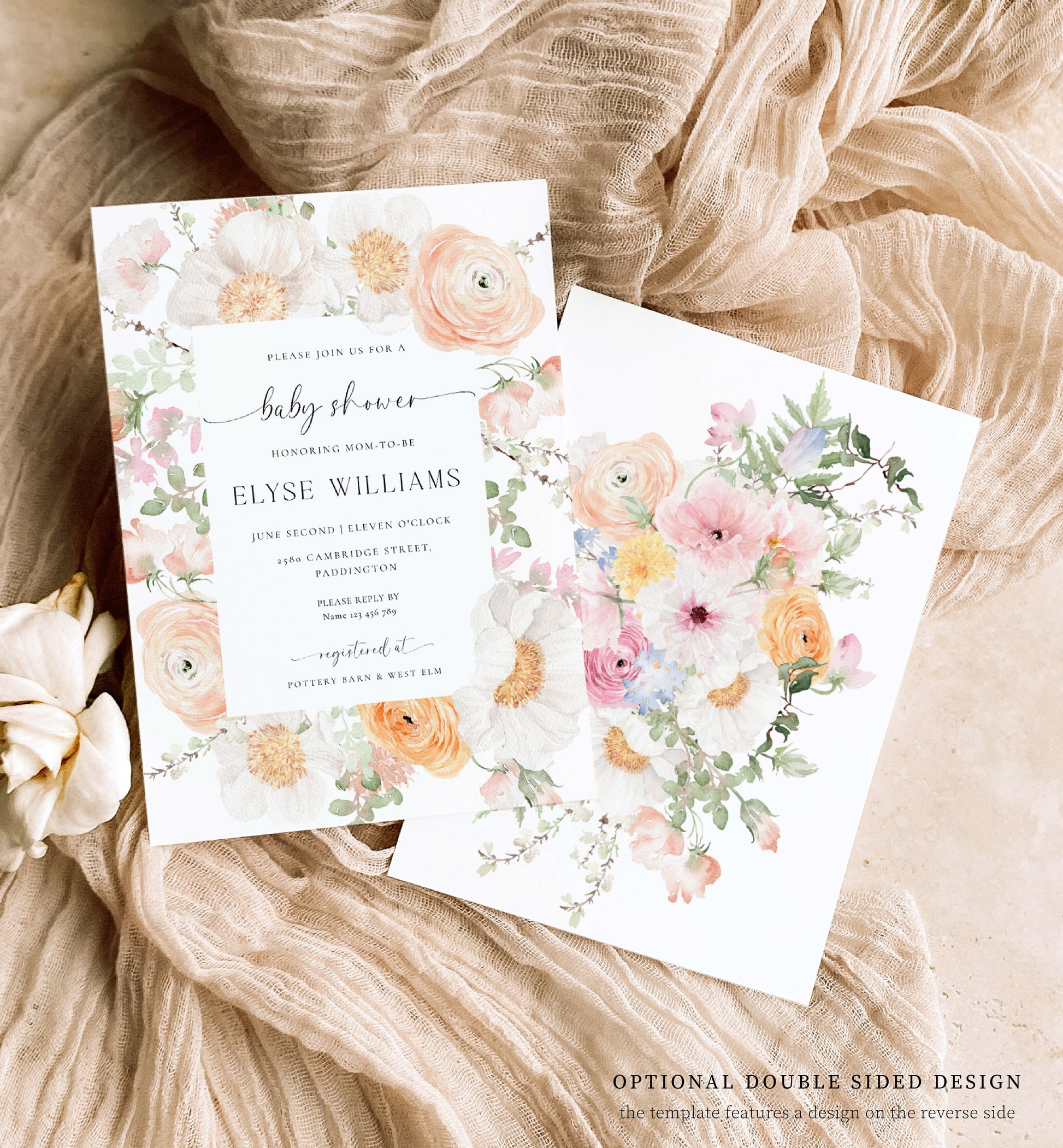 Boho Wildflower Baby Shower Invitation