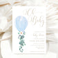 Oh Baby Baby Shower Invitation Template, Printable Balloon Boy Baby Shower Invitation, Editable Boy Baby Baby Shower Invitation, Darlington