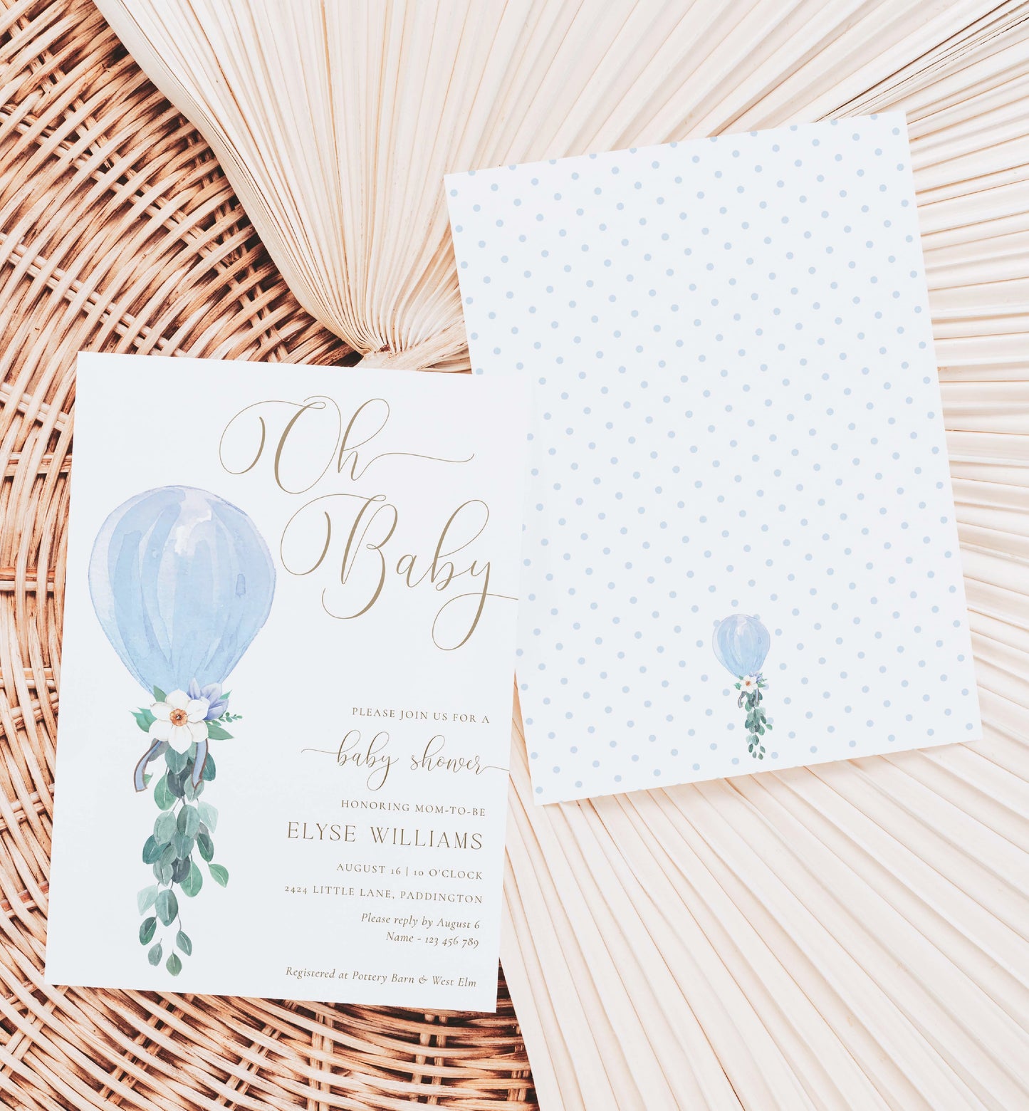 Oh Baby Baby Shower Invitation Template, Printable Balloon Boy Baby Shower Invitation, Editable Boy Baby Baby Shower Invitation, Darlington