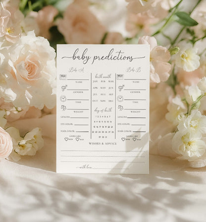 Twins Baby Predictions Game & Wishes For Baby, Printable Minimalist Baby Shower Game, Gender Neutral Baby Shower, Quinn