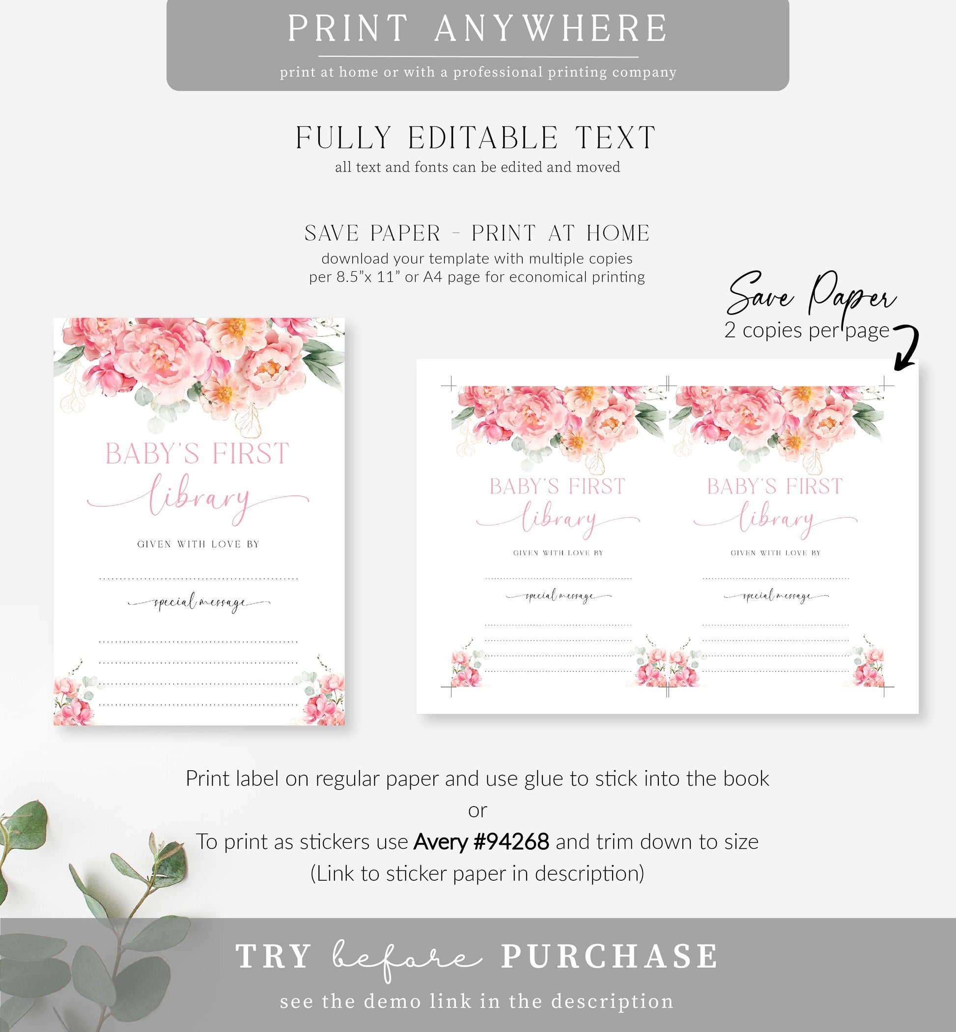 Piper Floral White | Printable Bookplate Label Template – Black Bow Studio piper-floral-white-printable-bookplate-label-template-black-bow-studio