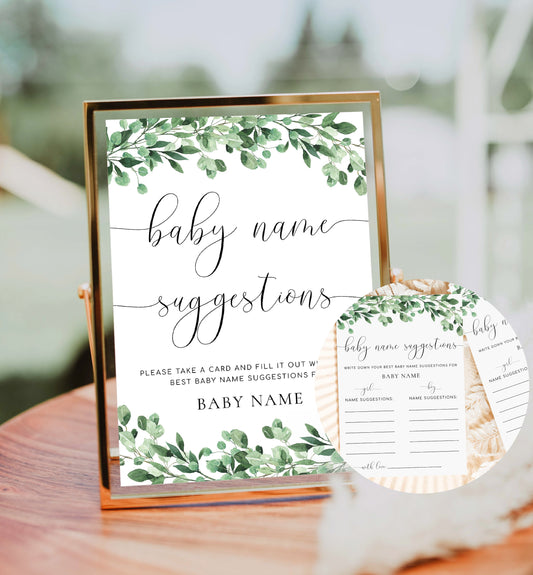 Everly | Printable Baby Name Suggestion Game Template