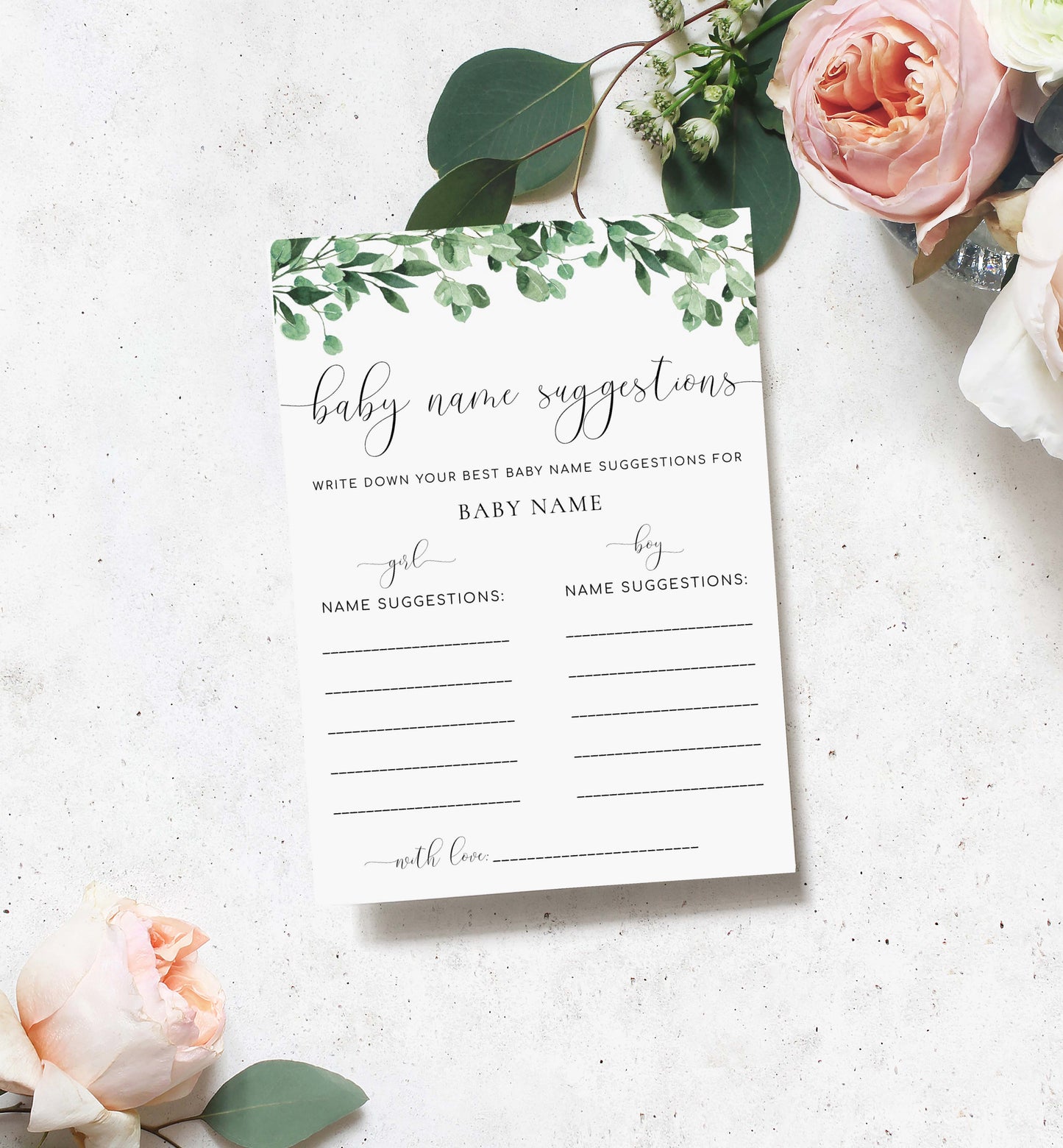 Everly | Printable Baby Name Suggestion Game Template
