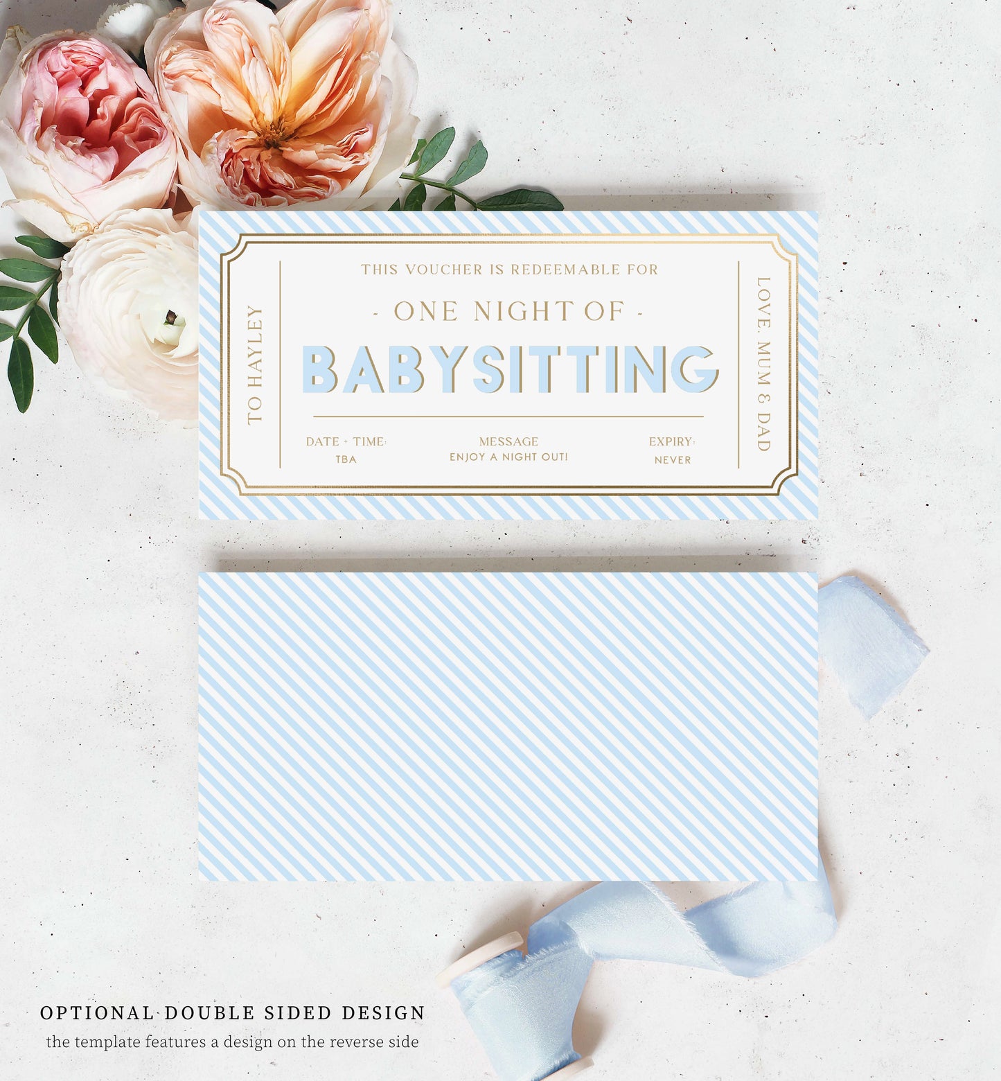 Printable Babysitting Gift Voucher Template, Birthday Childminding Gift Certificate, Childminding Date Night Voucher, Present Coupon Stripe