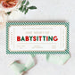 Printable Babysitting Gift Voucher Template, Christmas Childminding Gift Certificate, Childminding Date Night Voucher, Present Coupon Stripe