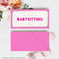 Printable Babysitting Gift Voucher Template, Birthday Childminding Gift Certificate, Childminding Date Night Voucher, Hot Pink Stripe