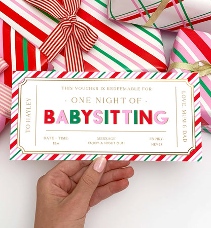 Babysitting Custom Gift Voucher Template, Printable Childminding Gift Certificate, Childminding Date Night Voucher, Present Coupon, Stripe