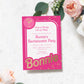 Barbie Party Hot Pink Gold | Printable Bachelorette Party Invitation and Itinerary Template