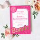 Barbie Party Hot Pink Gold | Printable Bachelorette Party Invitation and Itinerary Template