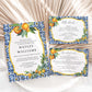 Bachelorette Weekend Invitation, Weekend Itinerary, Printable Hens Party Invite Itinerary, Positano Blue Tile, Orange, Bridal Shower Invite