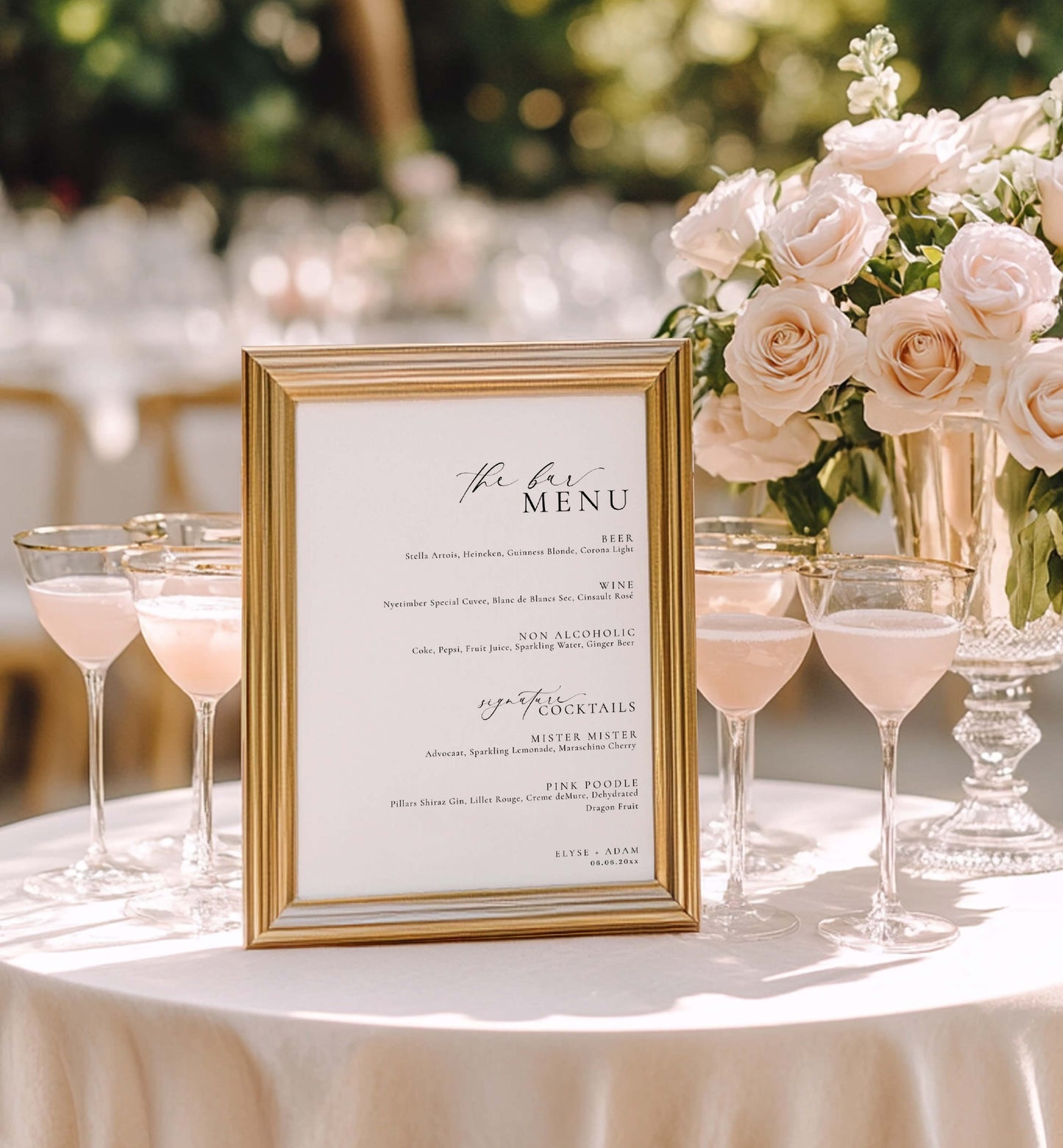 Ellesmere White | Printable Bar Menu Sign Template