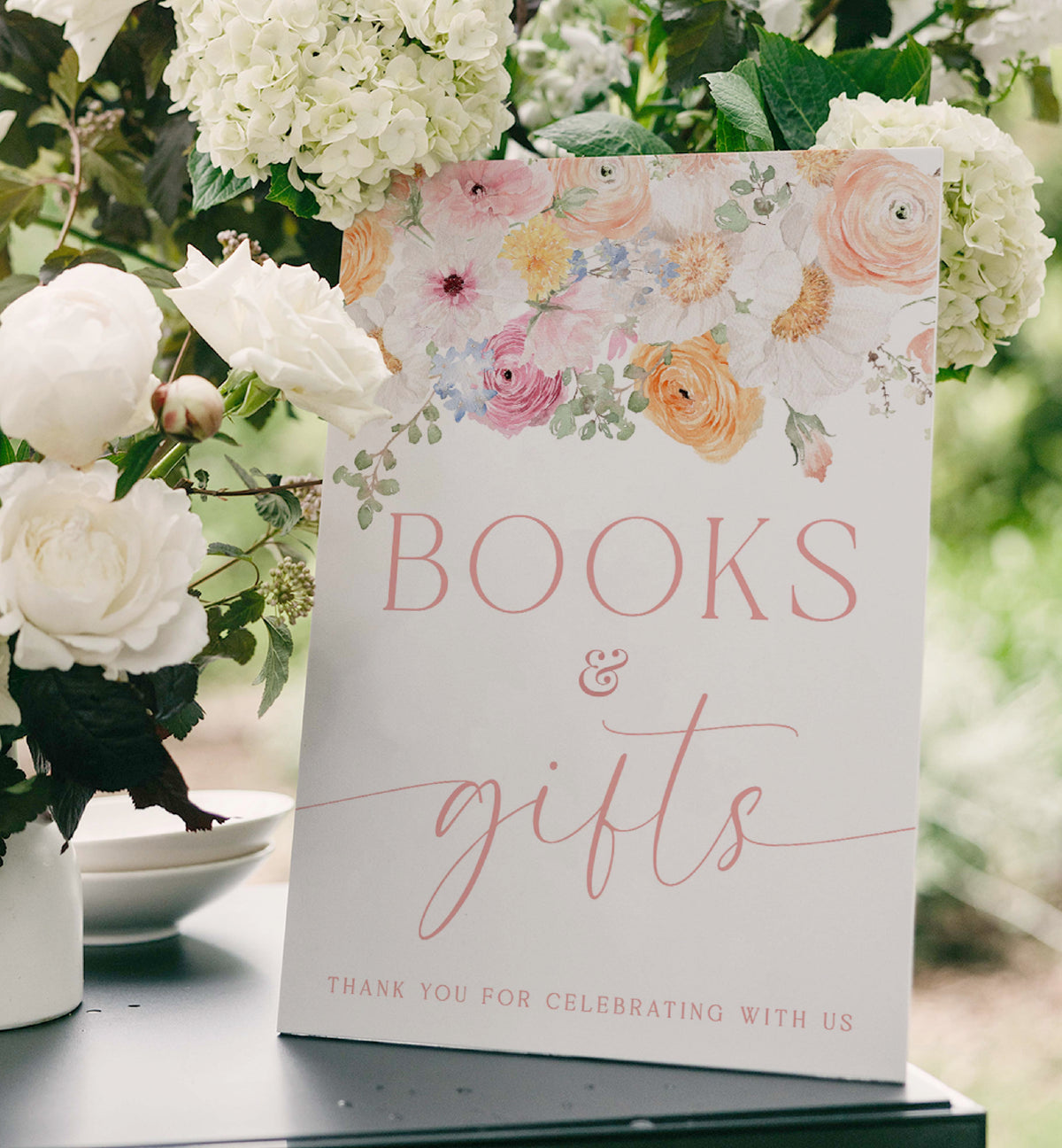 Millie Floral | Printable Books and Gifts Sign Template – Black Bow Studio