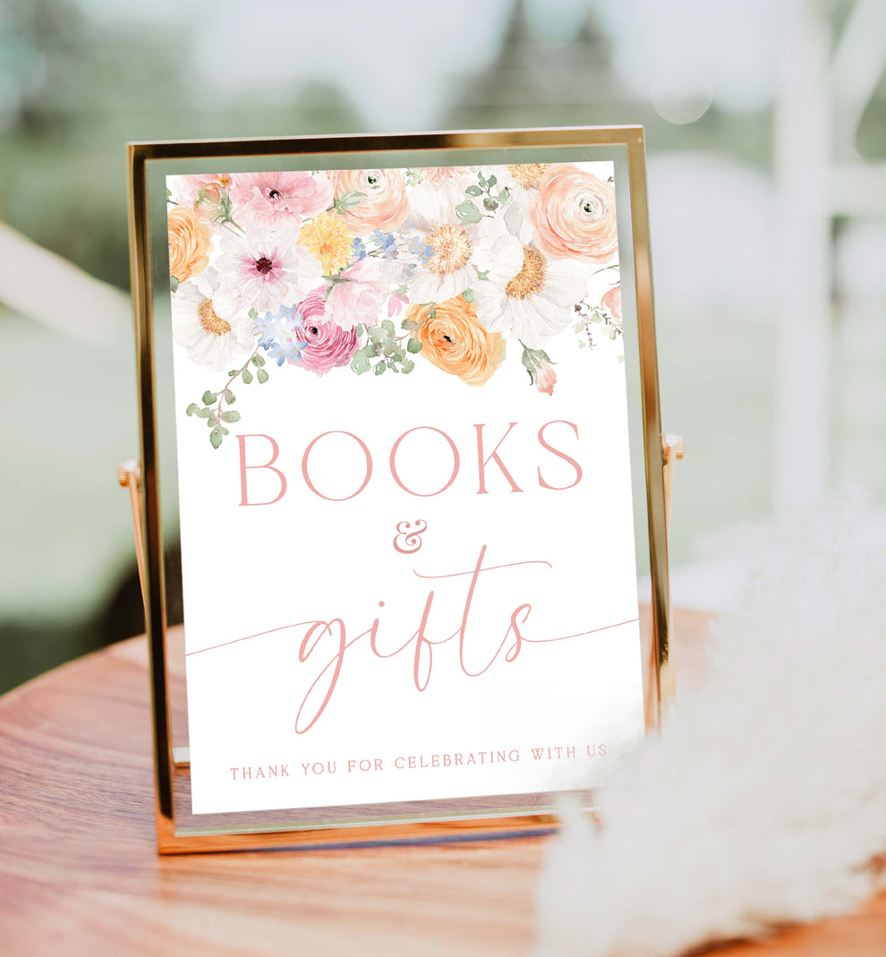 Millie Floral | Printable Books and Gifts Sign Template – Black Bow Studio
