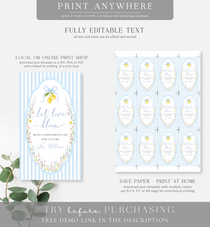 Posey Blue | Printable Bouquet Bar Sign and Tag Template