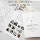 Bridal Shower Menu and Games Booklet, Printable Minimalist Bridal Shower Game and Menu, Baby Photo Game, Couples Shower Game, Quinn