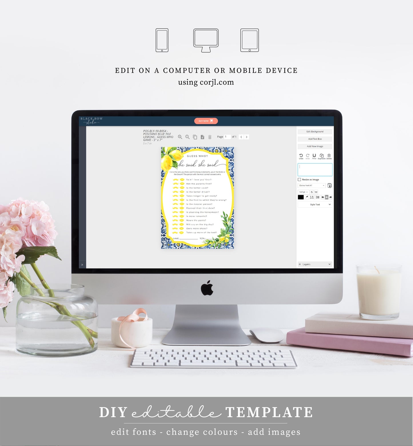 Positano Lemons | Printable Bridal Shower Games Bundle Template