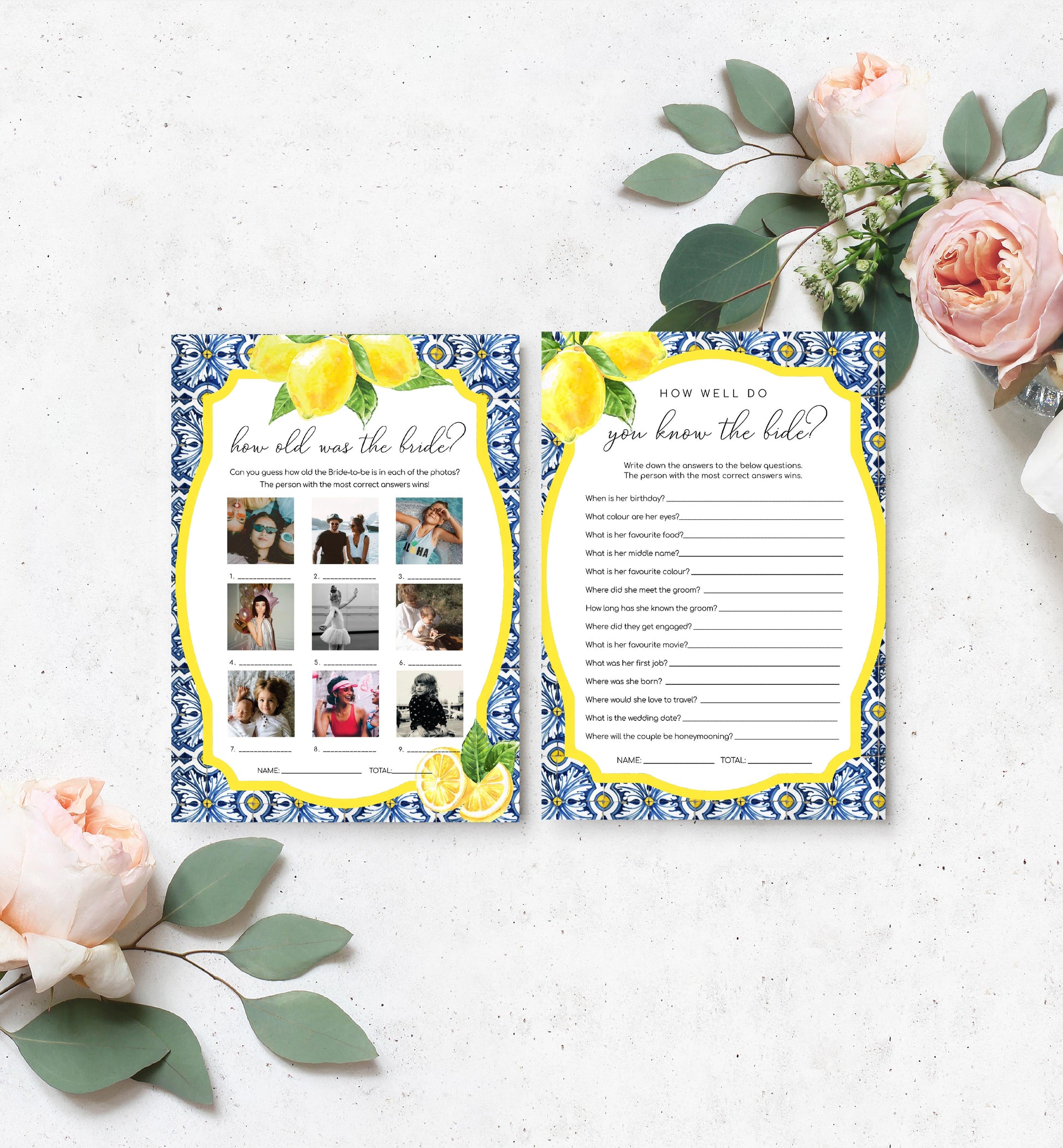 The Med Lemons  Printable Bridal Shower Games Bundle – Black Bow