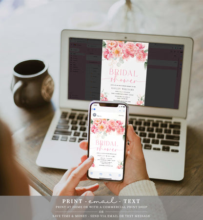 Piper Floral White | Printable Bridal Shower Invitation Suite Template