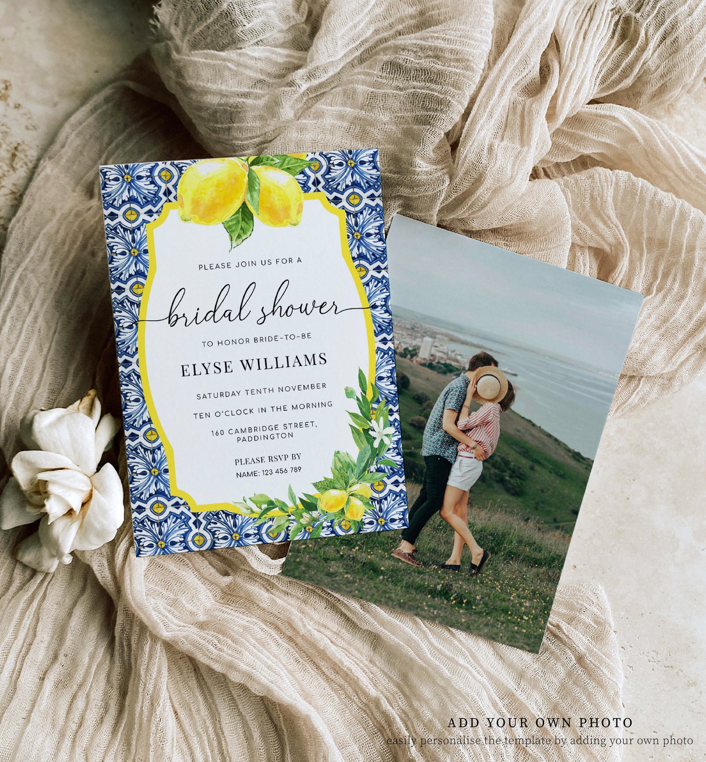 Positano Lemons | Printable Bridal Shower Invitation Suite Template