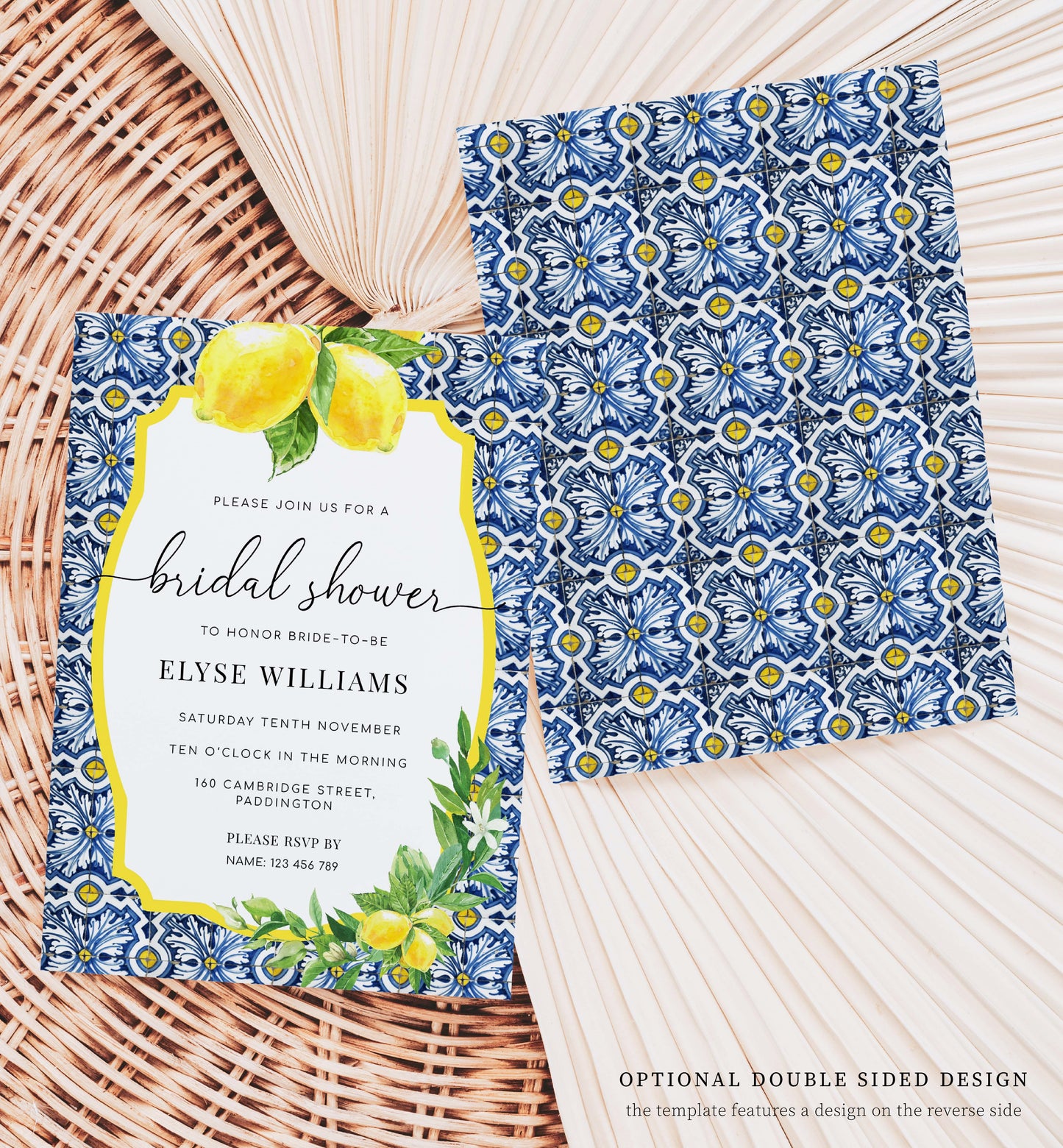 Positano Lemons | Printable Bridal Shower Invitation Suite Template