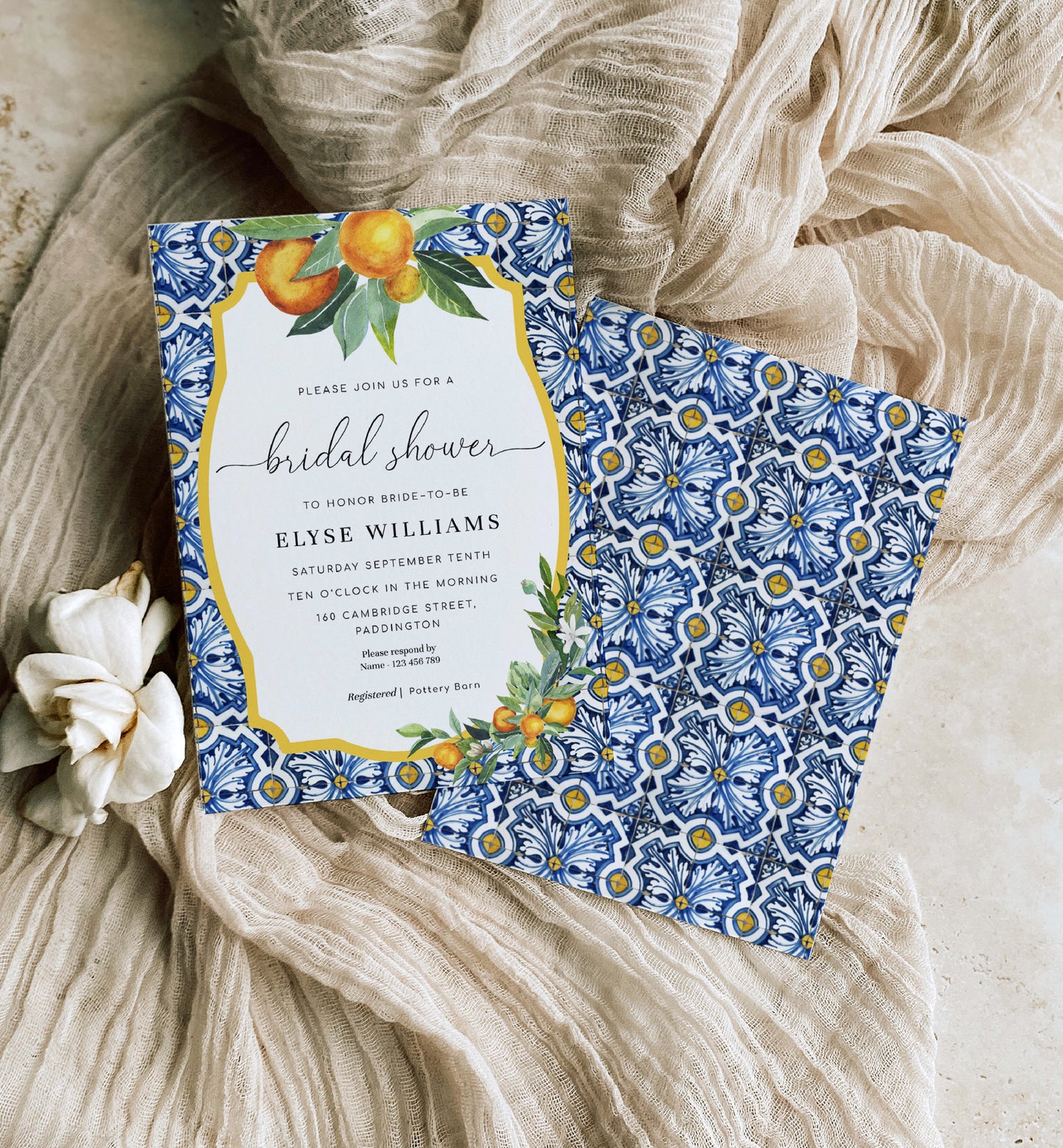 Positano Oranges | Printable Bridal Shower Invitation Suite Template