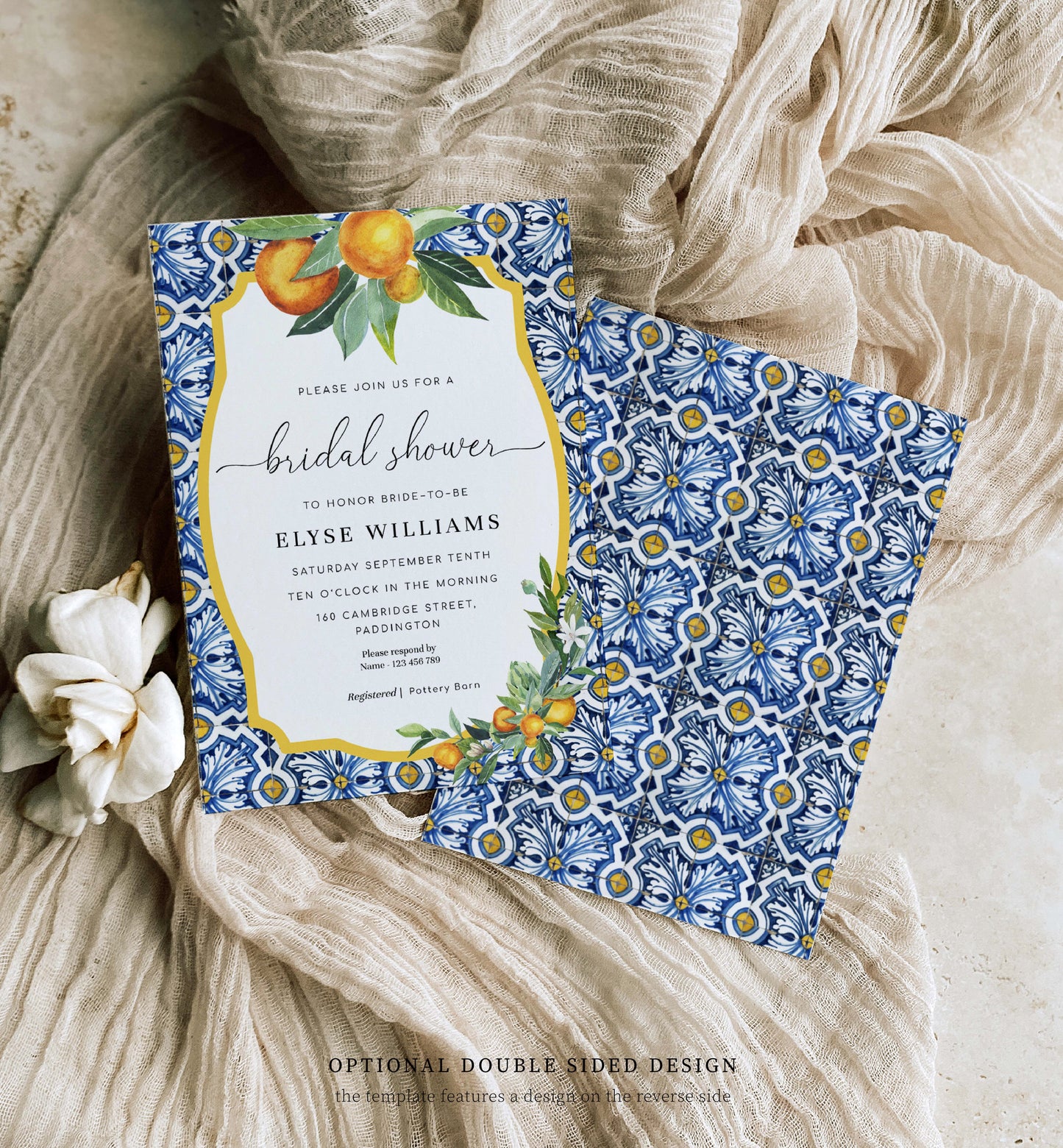 Positano Oranges | Printable Bridal Shower Invitation Suite Template