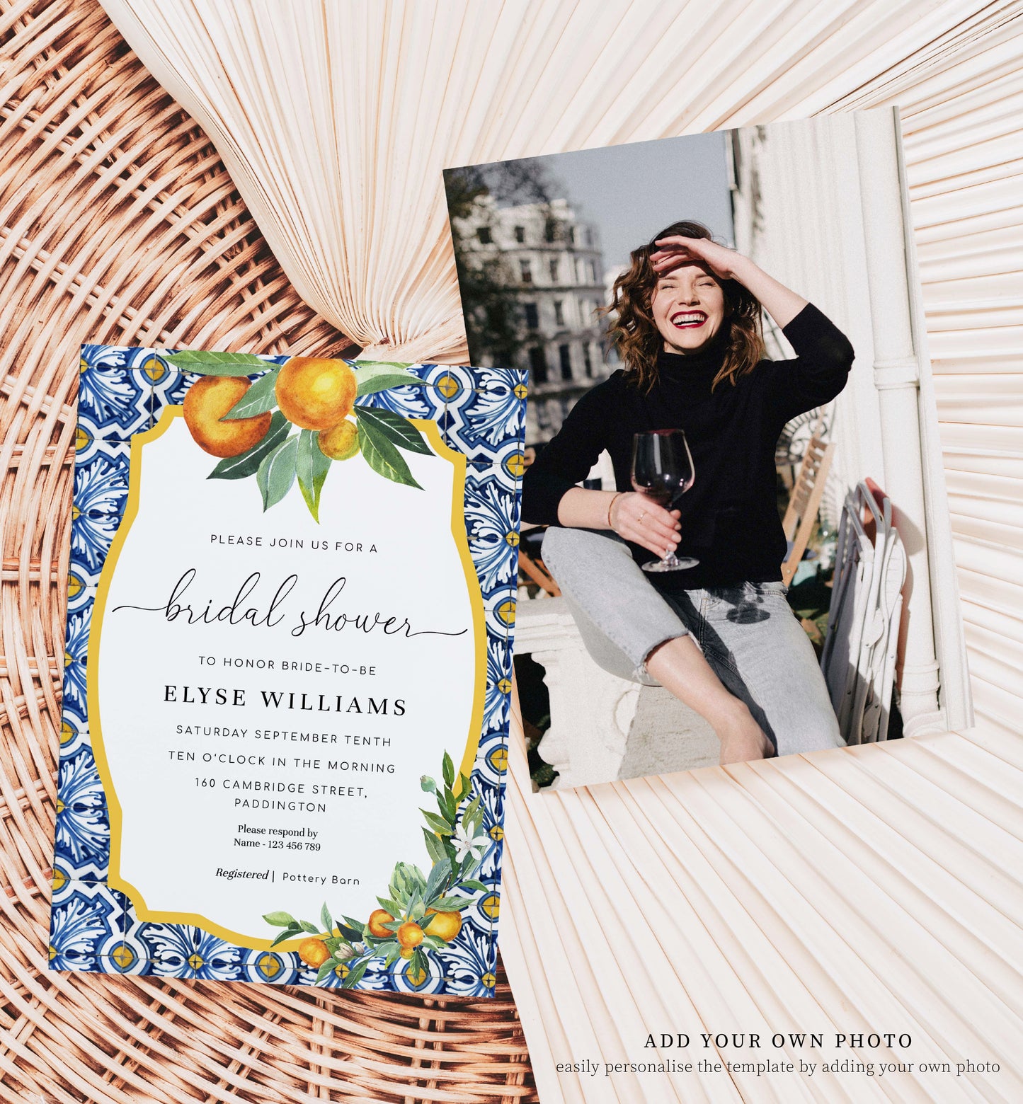 Positano Oranges | Printable Bridal Shower Invitation Suite Template