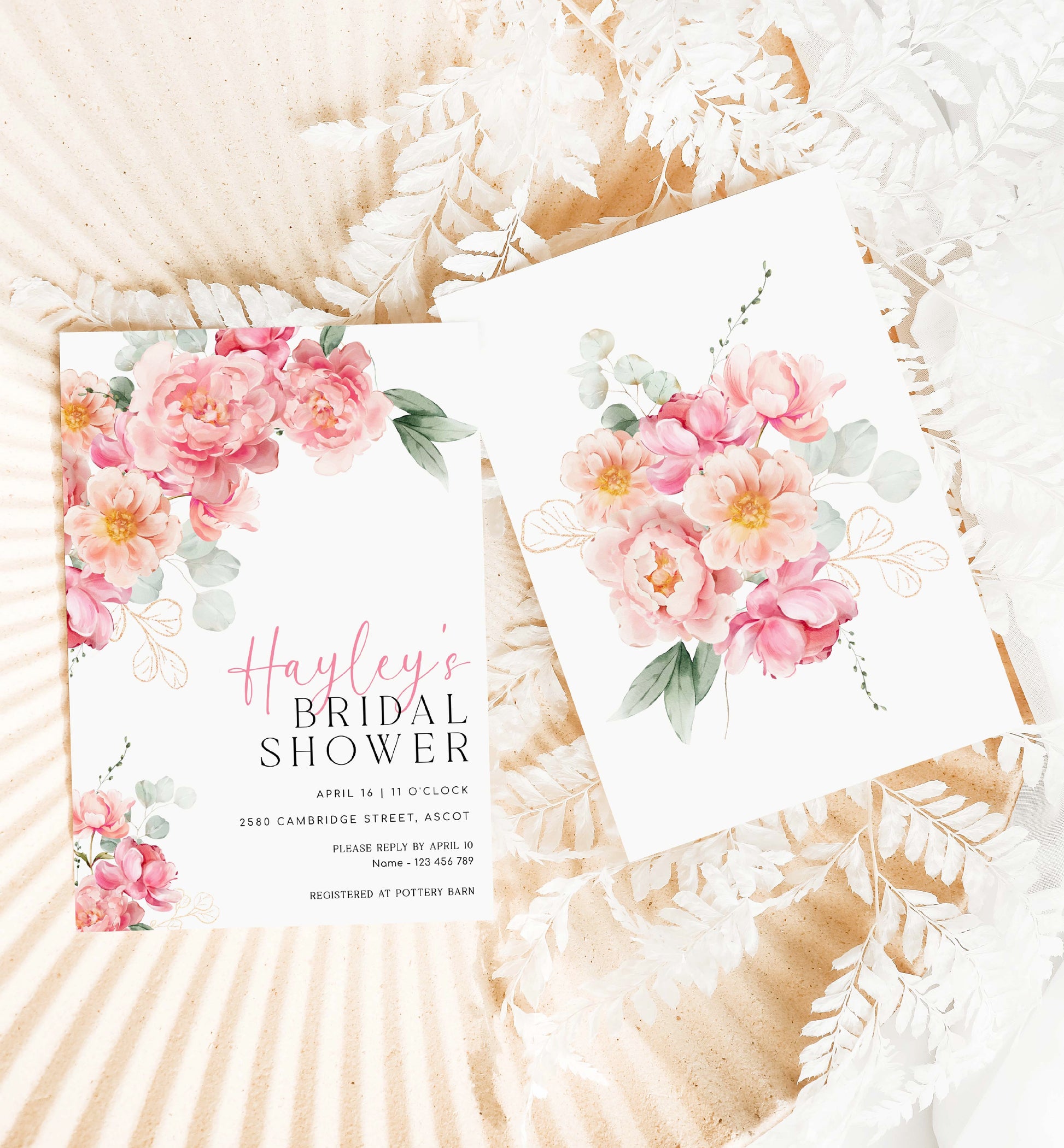 Peony Bridal Shower Invitation Template, Printable Blush Peony Floral Bridal Shower Invite, Hot Pink Floral Bridal Shower, Piper