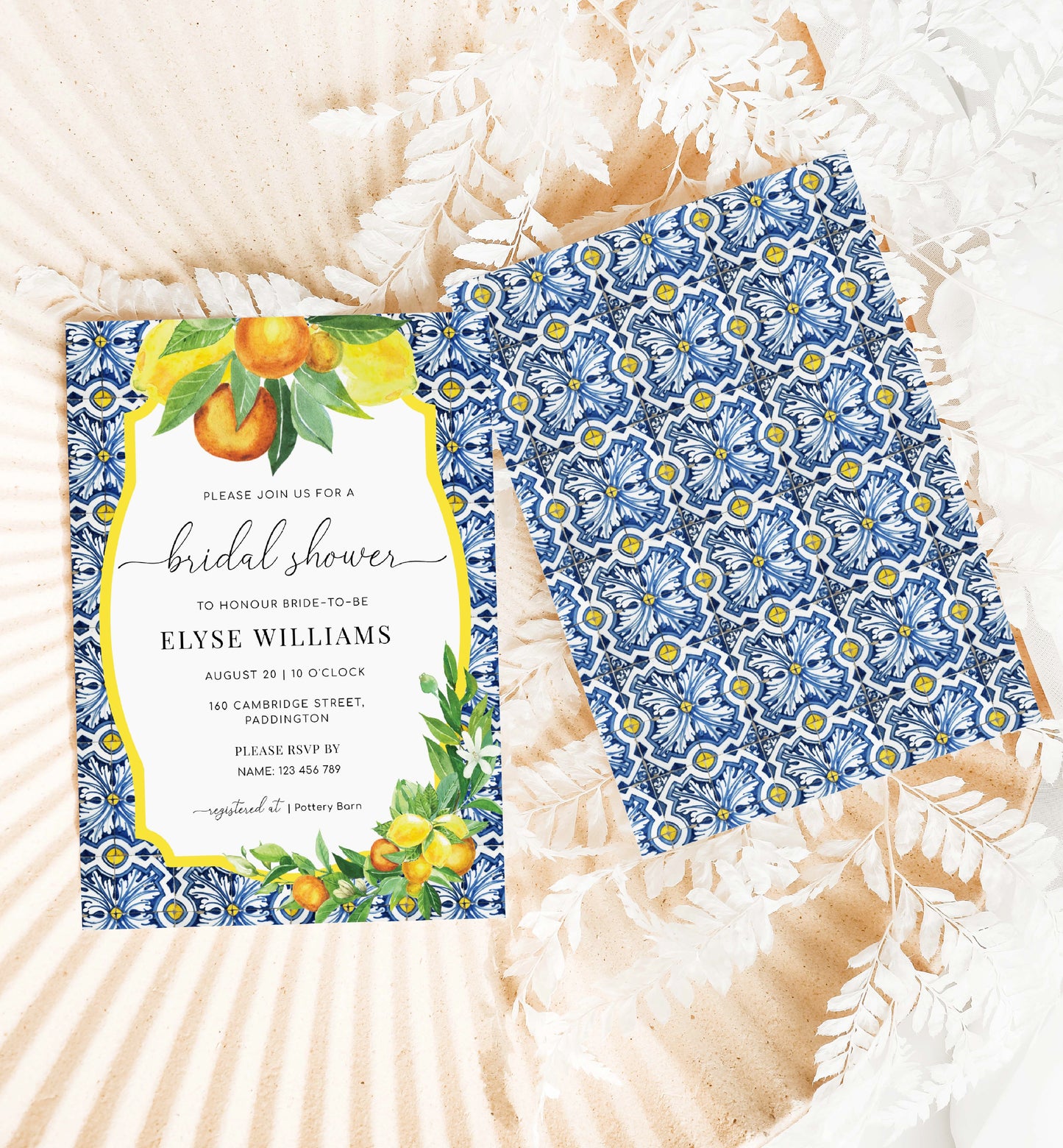 Positano Oranges Lemons | Printable Bridal Shower Invitation Template