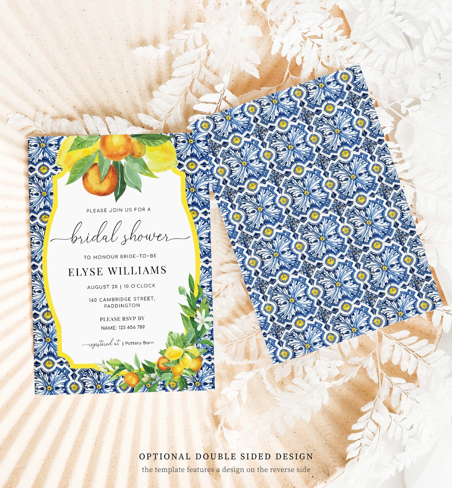 Positano Oranges Lemons | Printable Bridal Shower Invitation Template