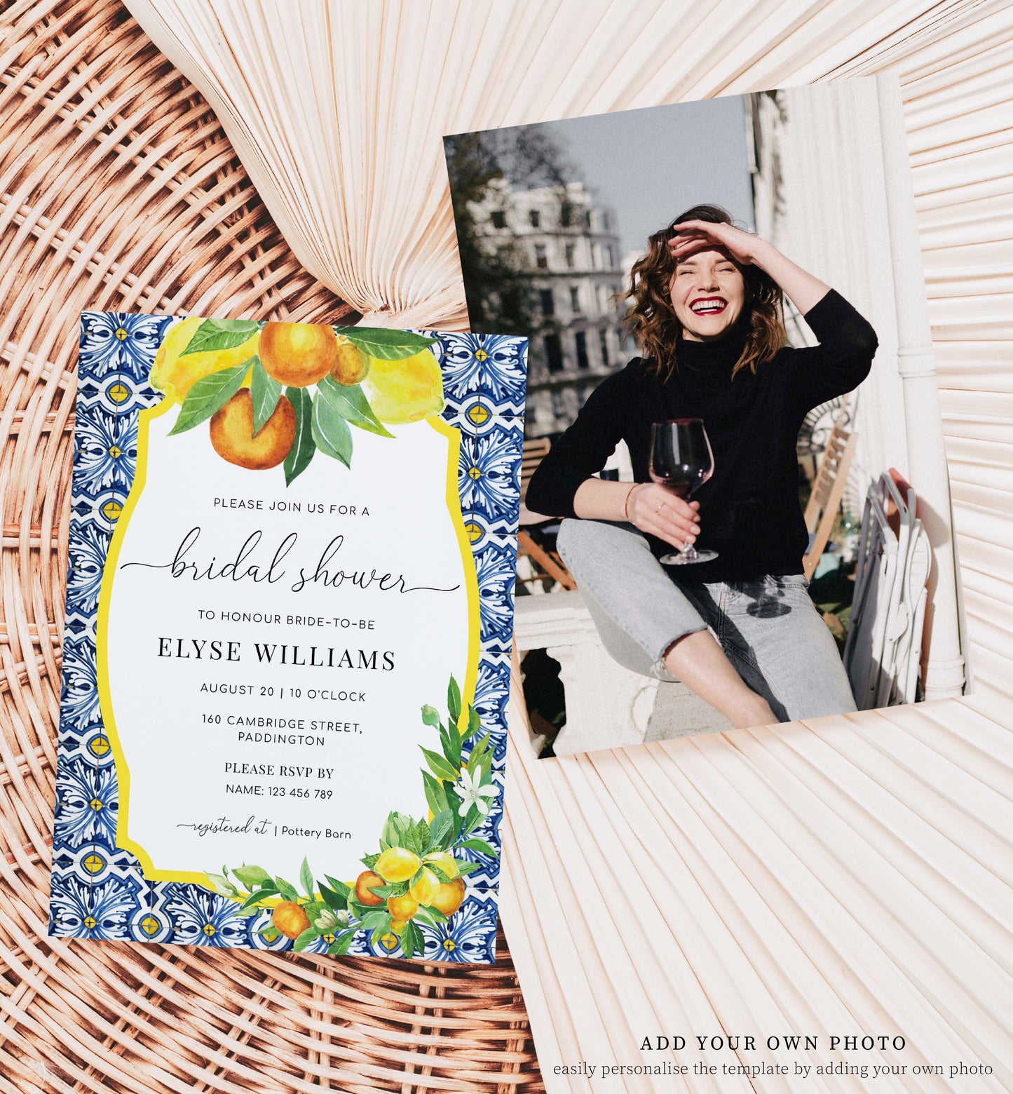 Positano Oranges Lemons | Printable Bridal Shower Invitation Template