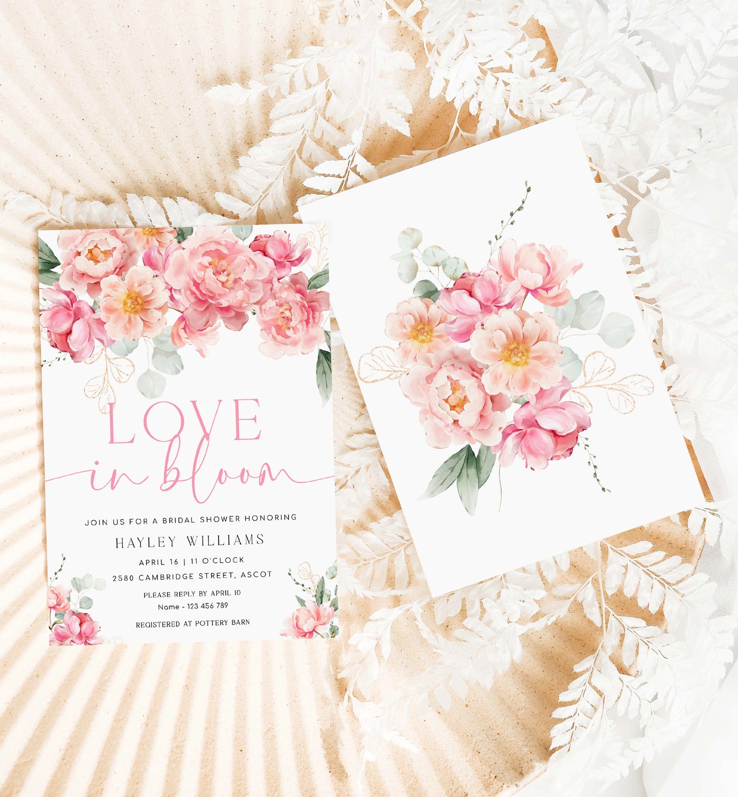 Love In Bloom Bridal Shower Invitation Template, Printable Blush Peony Floral Bridal Shower Invite, Spring Floral Bridal Shower, Piper
