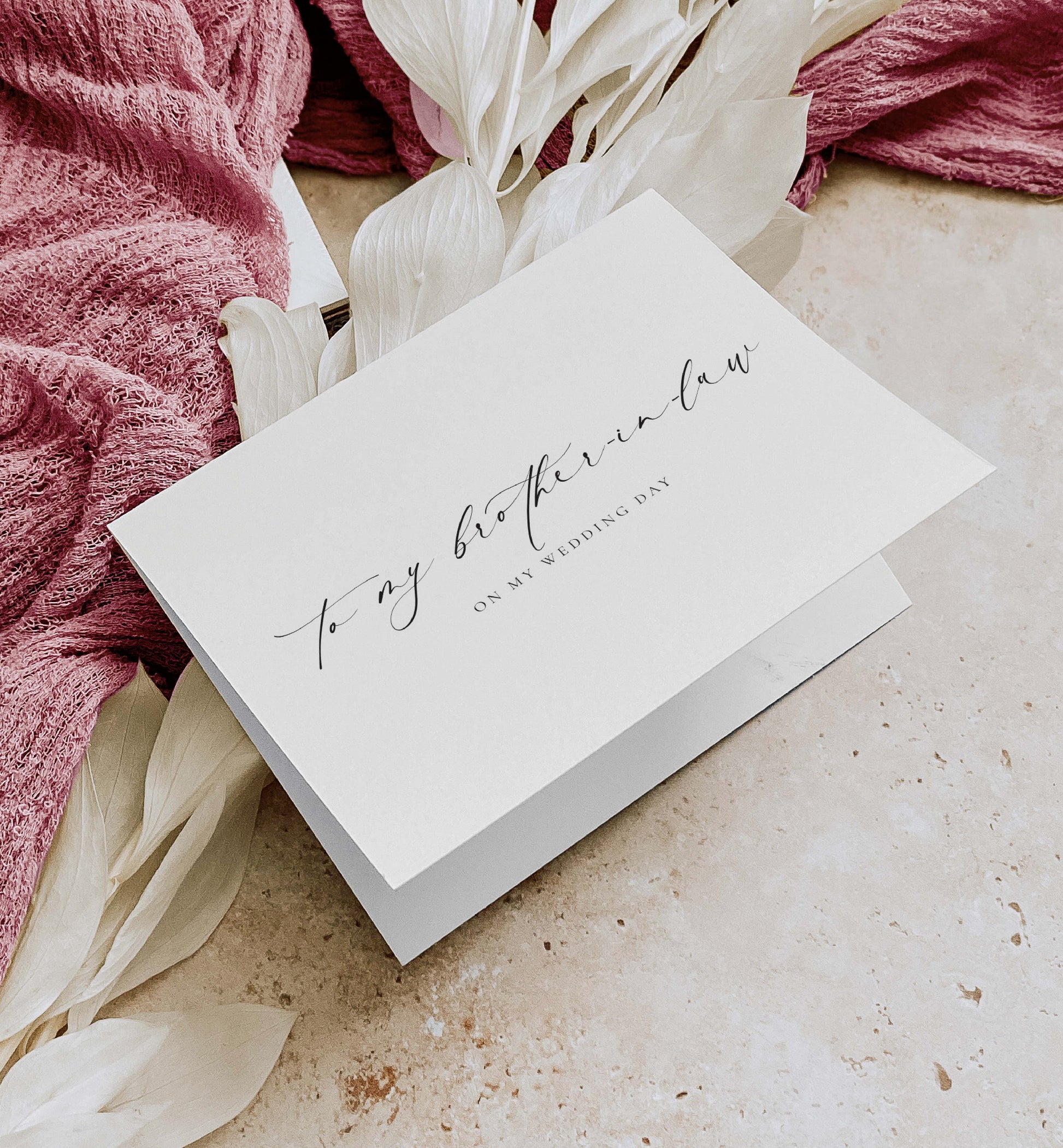 To My Brother-In-Law On MY Wedding Day Card, Modern Minimalist Wedding Day Card, Groom To Brother-In-Law Wedding Day Card, Ivory, Ellesmere