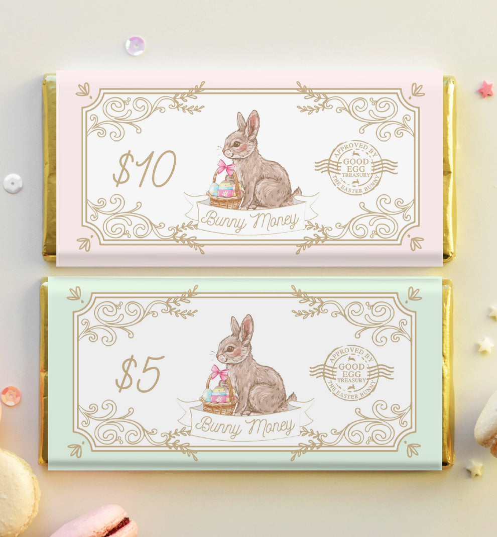 Money Wrapper Design Easter Multi | Printable Bunny Money Chocolate Wrapper Template – Black ...