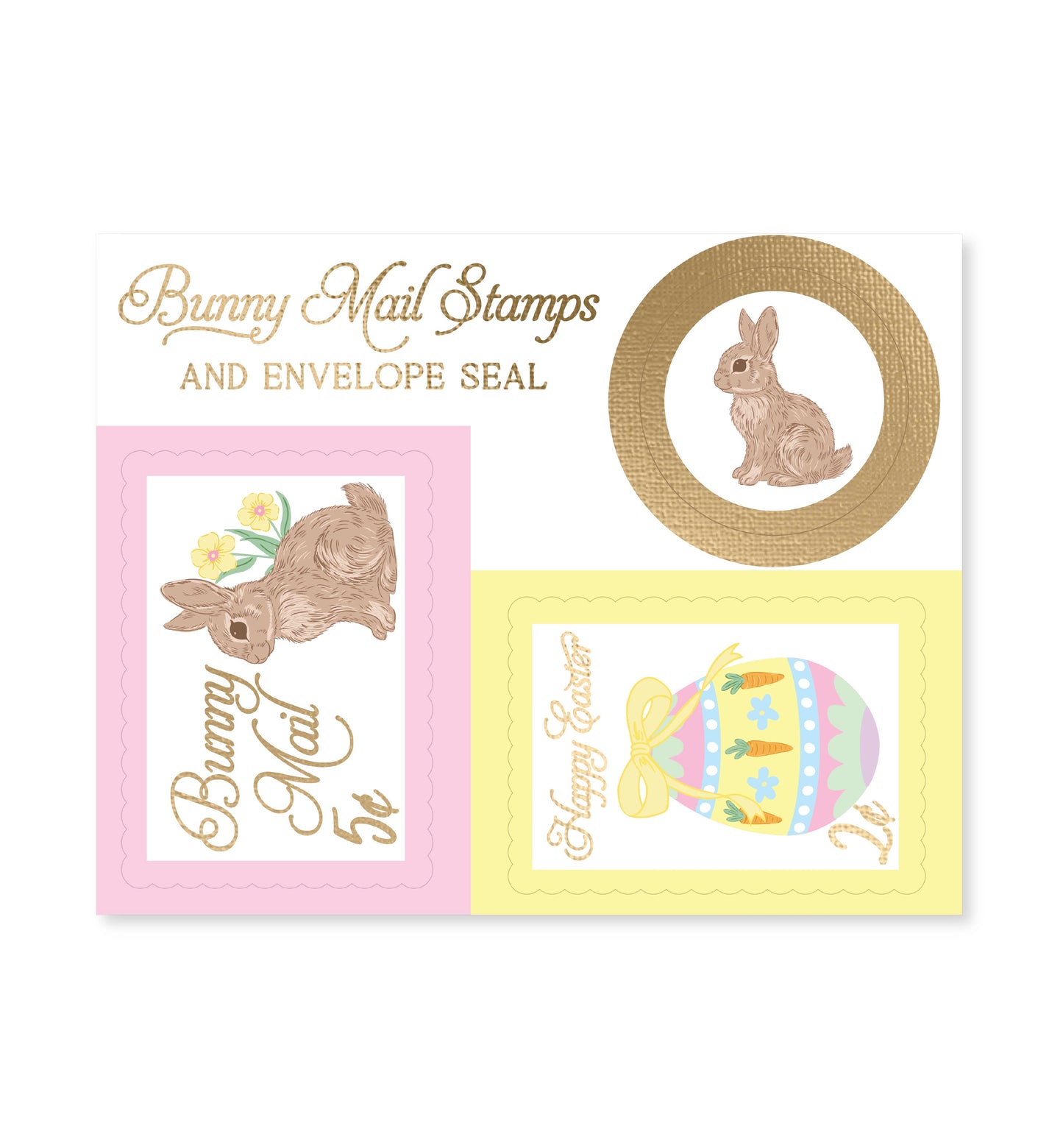 Bunny Mail Stamp Easter Stickers Pink