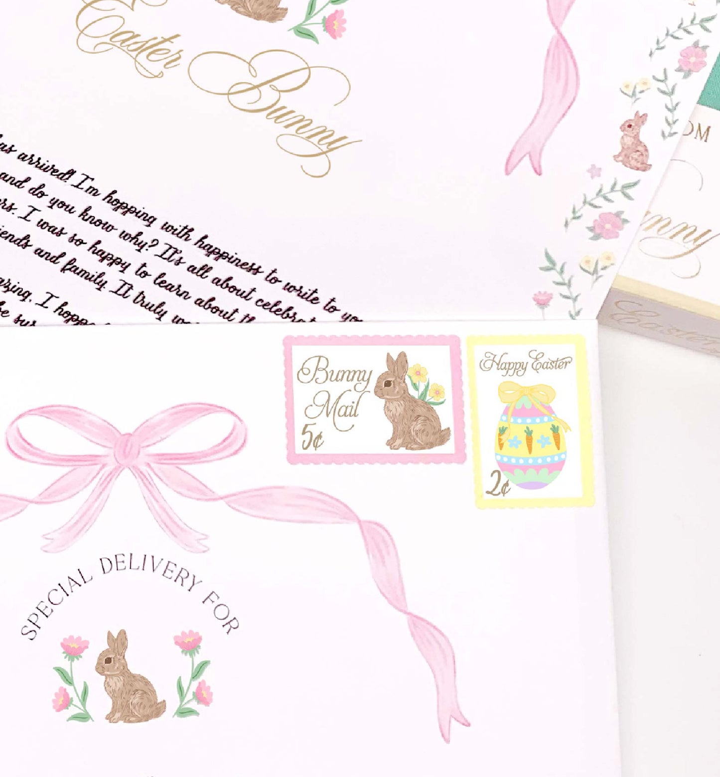 Bunny Mail Stamp Easter Stickers Pink