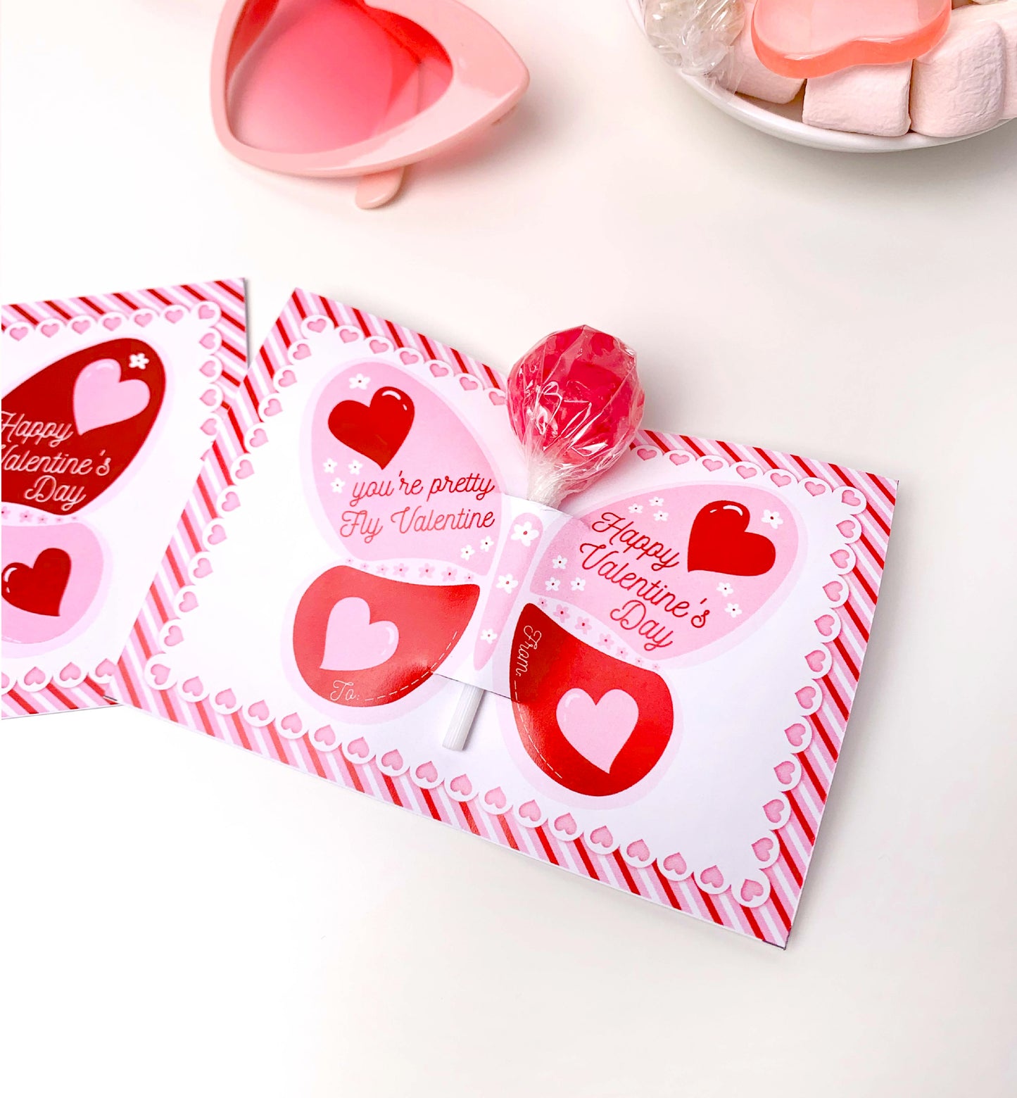 Butterfly Valentine's Day Lollipop Tags Template, Printable You Make My Heart Flutter Lollipop Tag, Pretty Fly Sucker Tag, Kids Valentines