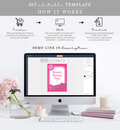 Barbie Party Hot Pink Silver | Printable Juice Pouch Label Template