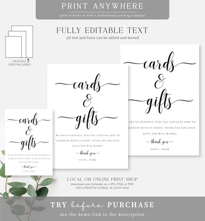 Leyton White | Printable Cards and Gifts Sign Template