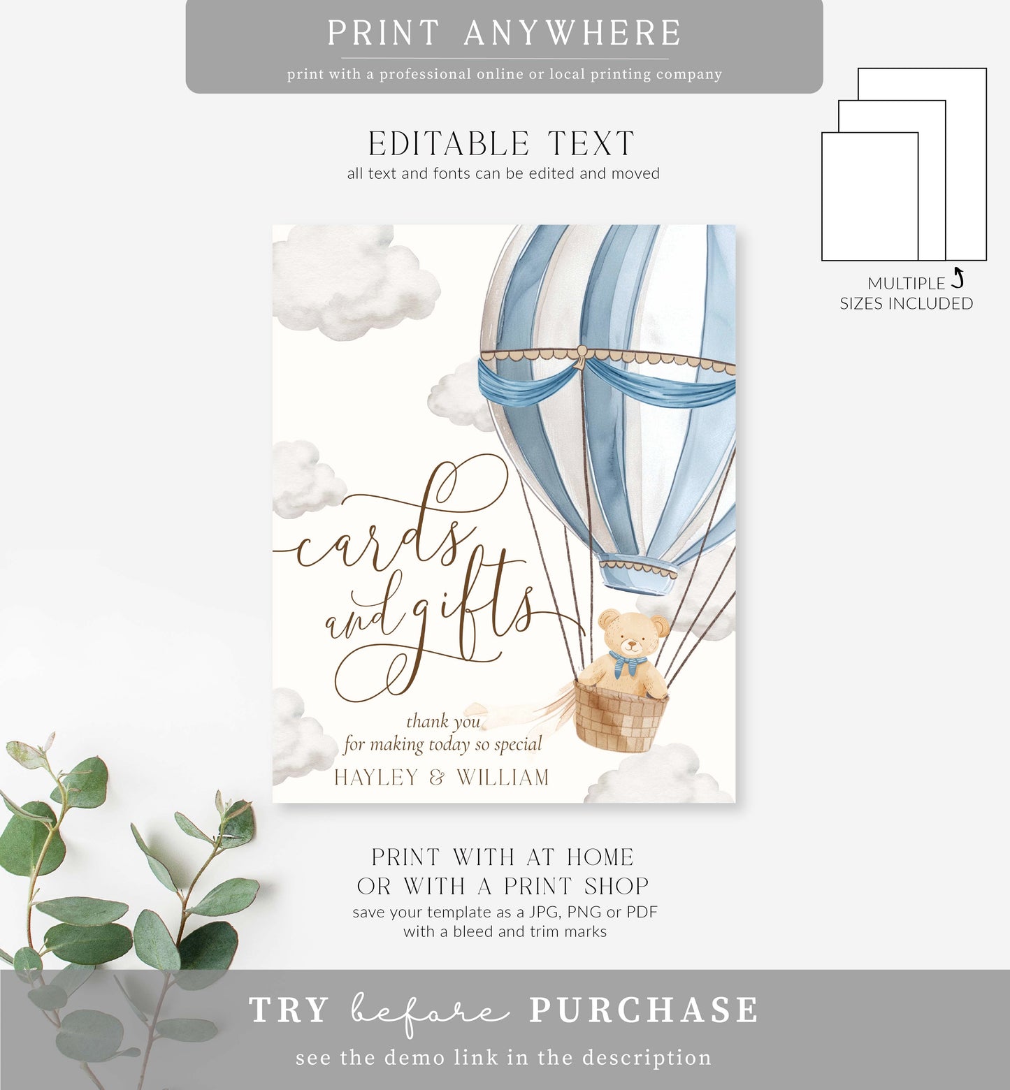Bearly Wait | Printable Cards and Gifts Sign Template