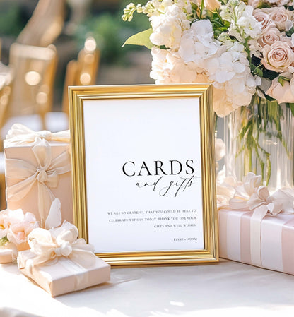Cards and Gifts Sign, Minimalist Wedding Present Table Sign, Printable Wedding Gifts Sign, Modern Baby Shower Cards & Gifts Sign, Ellesmere