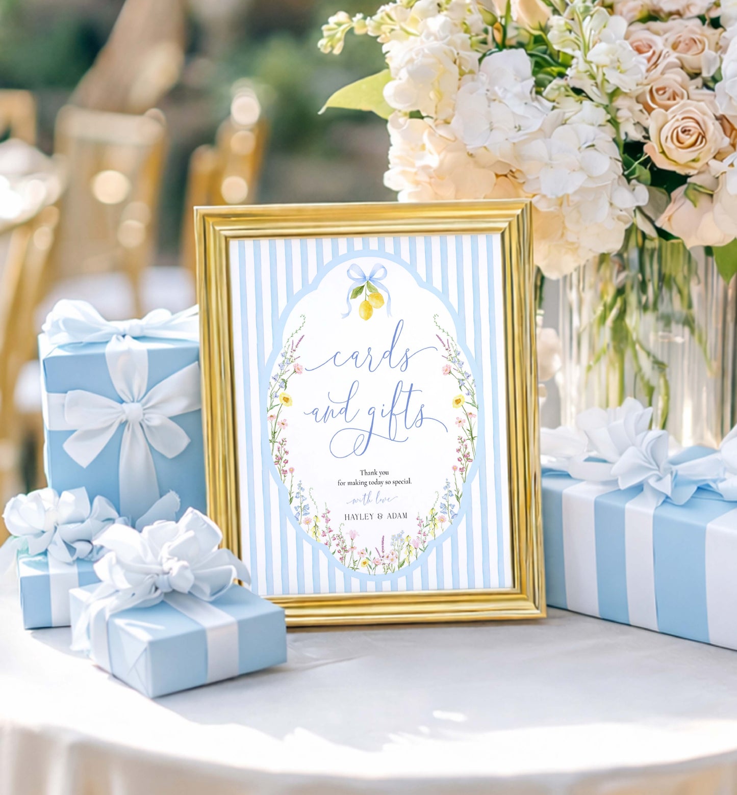Posey Blue | Printable Cards and Gifts Sign Template