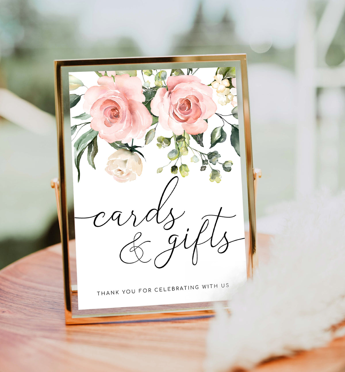 Darcy Floral Pink | Printable Cards and Gifts Sign Template – Black Bow ...