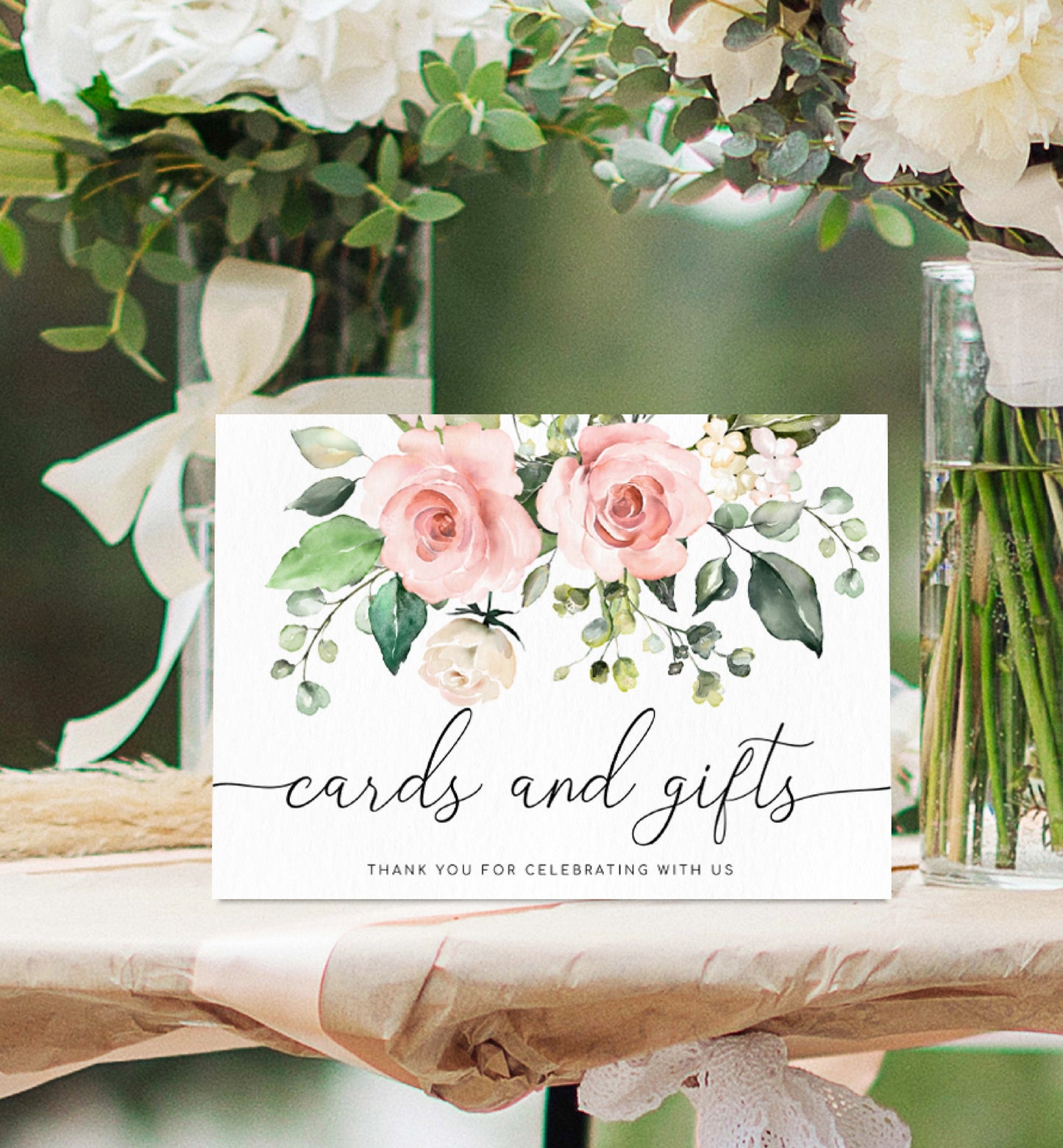 Darcy Floral Pink | Printable Cards and Gifts Sign Template