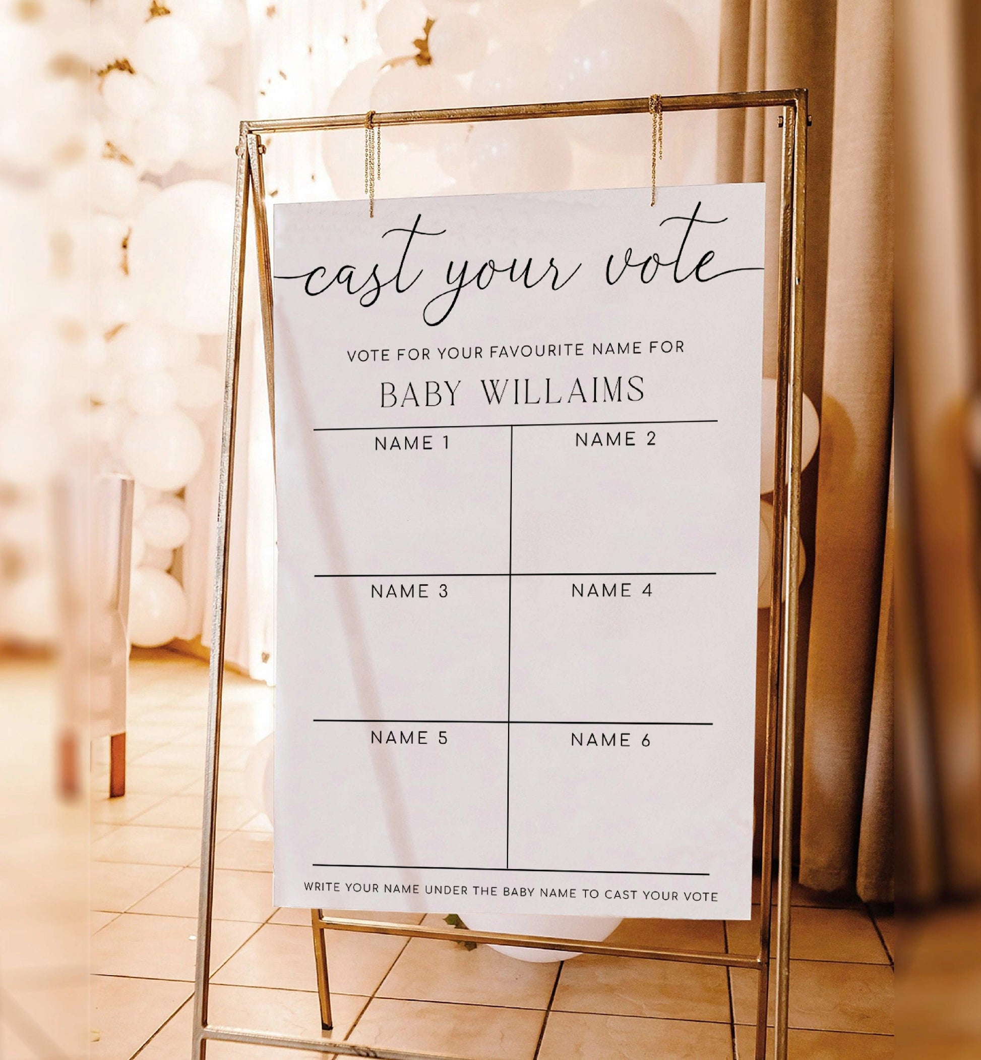 Cast Your Vote Baby Name Voting Poster Template, Guess The Baby Name Voting Sign, Printable Gender Neutral Baby Shower Game Sign